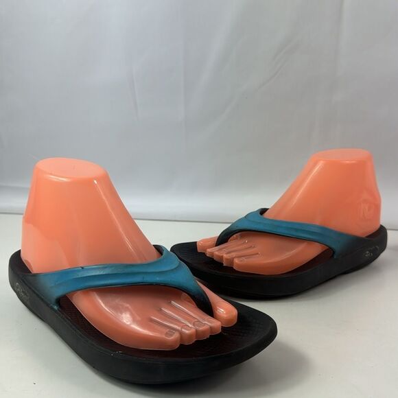 Oofos Oolala Luse Black/Blue Women's Sandals - Picture 3 of 15